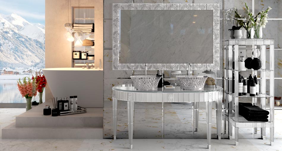 Mobili bagno in cristallo made in Italy presentati da Bianchini&Capponi