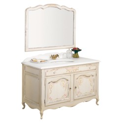 Мебель для ванной 8550 PD с зеркалом из дерева, с травертином или мраморной столешницей.