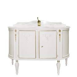 Мебель для ванной из дерева с мраморной столешницей Белый Carrara