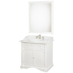 Мебель для ванной 8392/W из дерева с 2 ящиками, с зеркалом и мраморной столешницей Белый Carrara.