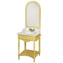 Мебель для ванной 8448/G из дерева, с зеркалом и мраморной столешницей Белый Carrara. Tакже доступны с Stonelight столешницей.