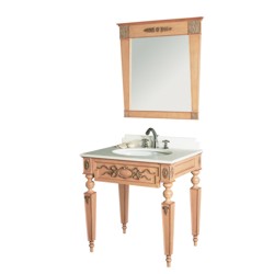 Мебель для ванной 8559 в классическом стиле из резного дерева, с травертином или мраморной столешницей. Rinascimento коллекция.
