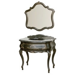 Мебель для ванной 8560/90 из резного дерева, с травертином или мраморной столешницей. Rinascimento Коллекция.