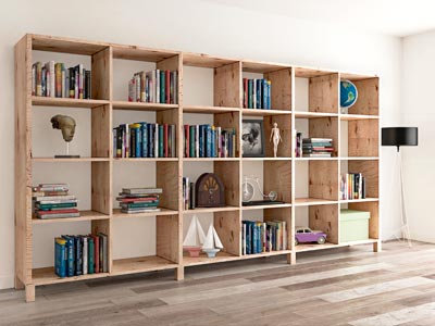 Libreria moderna: legno di abete massello multicolor