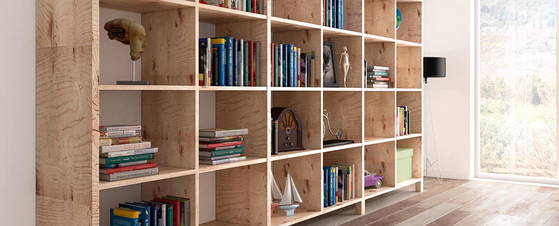 Libreria moderna: legno di abete massello multicolor