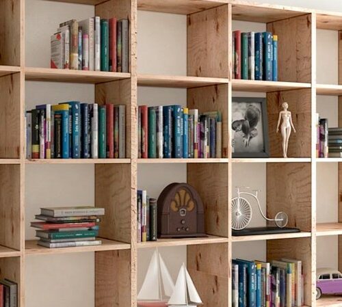 Libreria moderna: legno di abete massello multicolor
